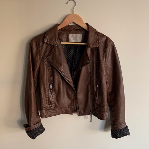 ONLY Brown Pleather Jacket - Picture 1 of 8